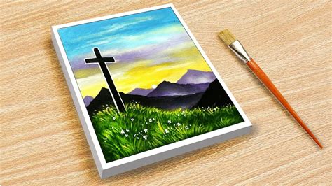 Easter Holy Cross Acrylic Painting Step By Step Daily Art