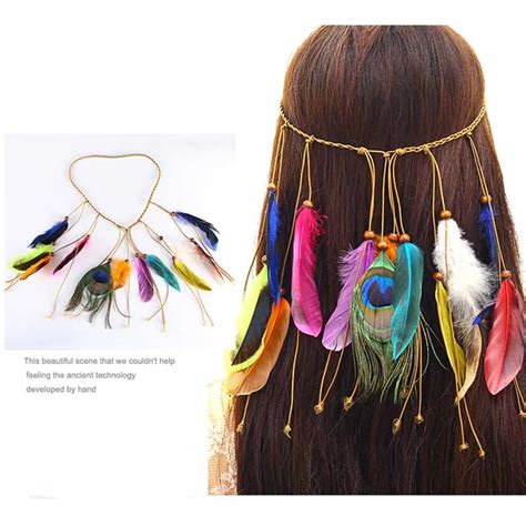 Hot Fashion Women Girls Bohemian Festival Feather Headband Hippie