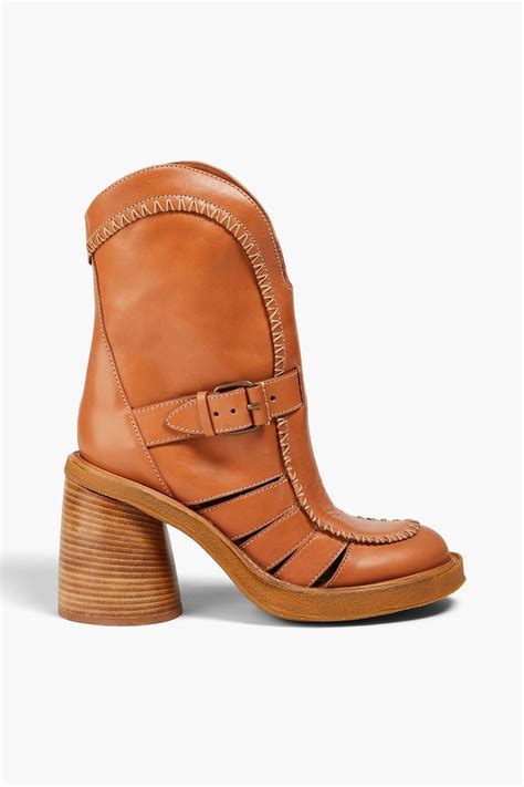 ZIMMERMANN Whipstitched Leather Ankle Boots THE OUTNET