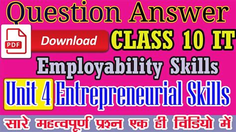 Class Employability Skills Unit Question Answer Entrepreneurial