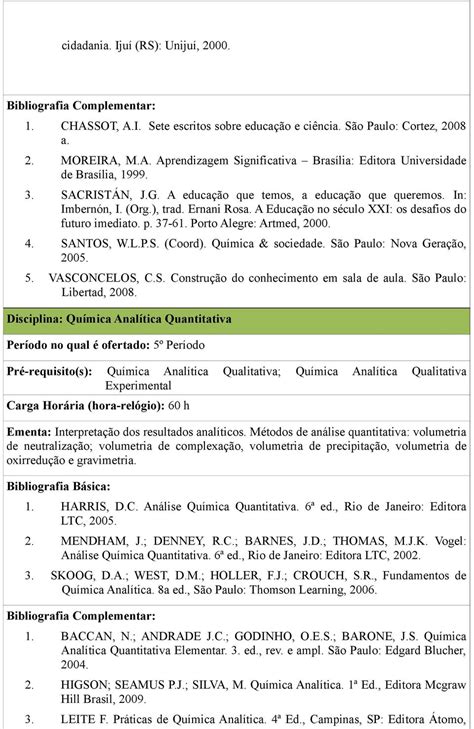 Ementas e referências bibliográficas das disciplinas obrigatórias e