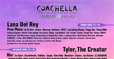 Coachella Saturday Lineup Sue Lettie