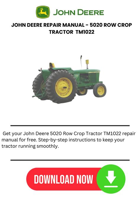 Free John Deere Repair Manual 5020 Row Crop Tractor Tm1022 By Factory