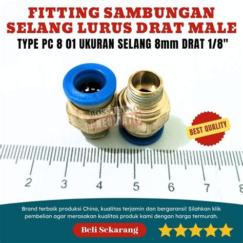 Jual GROSIR FITTING PNEUMATIC Connector Selang LURUS Size UKURAN PC 8mm