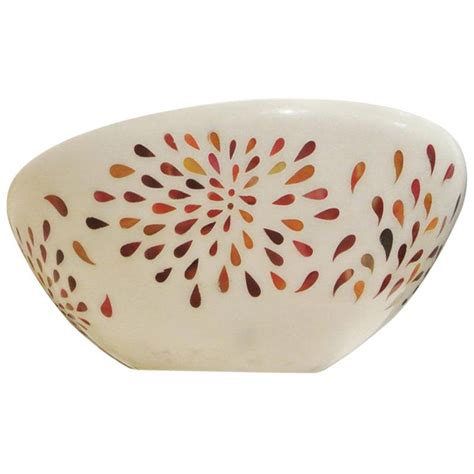 Petals Bowl Inlay In White Marble Handcrafted In India By Stephanie