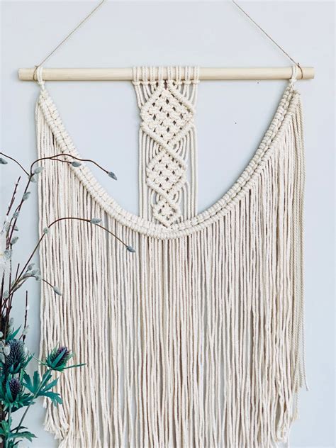 Simple Layered Boho Macrame Wall Hanging Layered Macrame Wall Etsy