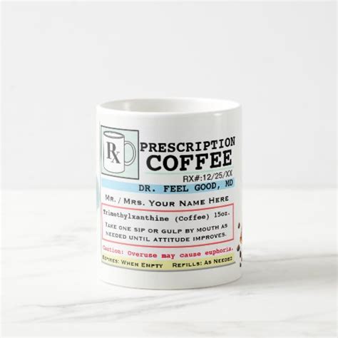 Funny Prescription Label Rx Coffee Mug Zazzle