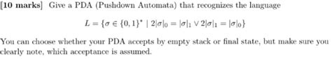 Solved Marks Give A Pda Pushdown Automata That Chegg