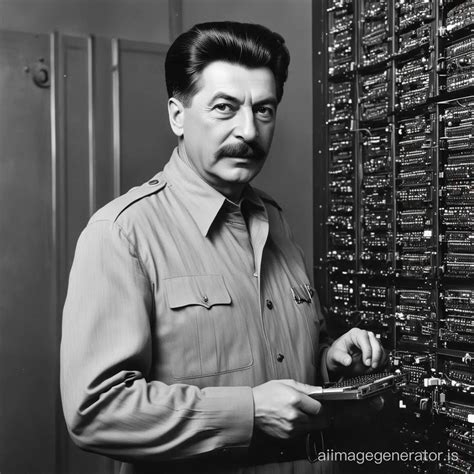 Stalin Controlling the Future with a Supercomputer | AI Image Generator