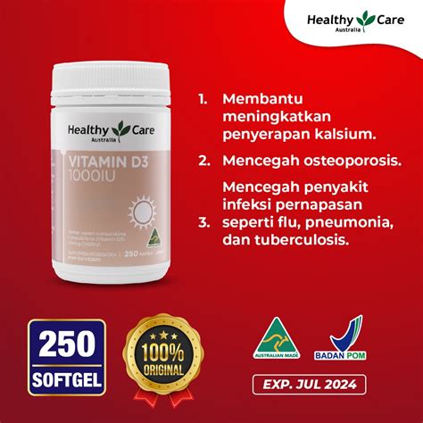 Jual Healthy Care Vitamin D Iu Isi Kapsul Bpom Shopee