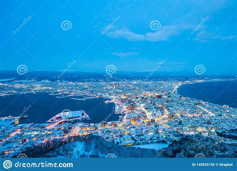 Paisaje Y Paisaje Urbano Hermosos De La Monta A Hakodate Para La Mirada