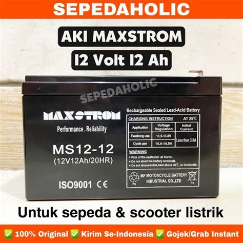 Jual Aki Kering Sepeda Scooter Listrik 12 V 12 Ah MAXSTROM Di Lapak