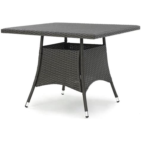 Noble House Corsica Square Wicker Patio Dining Table In Gray