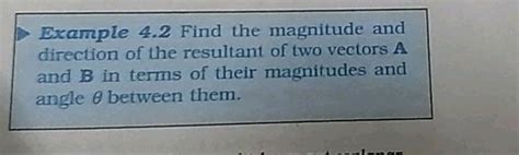 Two Vectors Having Equal Magnitudes A Make An Angle Theta Against Each