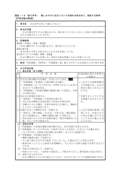 古文を声に出して読んでみよう（国語 指導案） Edupedia