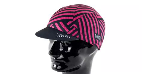 KAYMAQ DESIGN CZK1 6 STRIPES czapeczka kolarska z daszkiem różowa