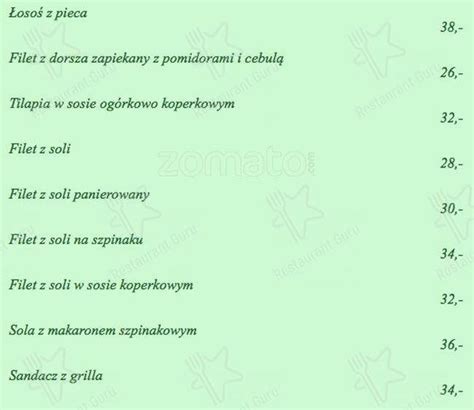 Menu At Zielona Papuga Restaurant Gda Sk