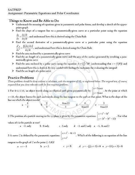 Parametric And Polar Equations In Ap Calculus Ab And Bc