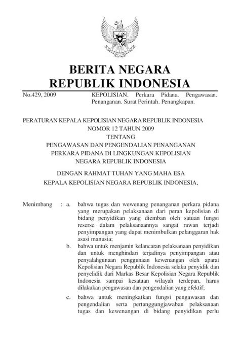 Pdf Berita Negara Republik Indonesia Peraturan Kepala Kepolisian