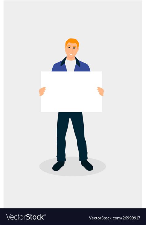 Man Holding Placard Cartoon Royalty Free Vector Image