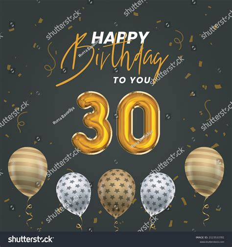 Happy 30th Birthday Greeting Card Vector Stock Vector Royalty Free 2123533781 Shutterstock