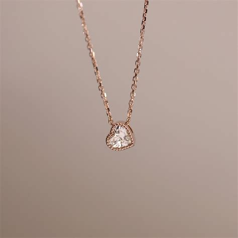 Heart Diamond Necklace Diamond Solitaire Necklace Heart Necklace