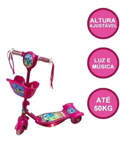 Patinete Infantil Musical Personagens 3 Rodas Luzes Cesta à venda em