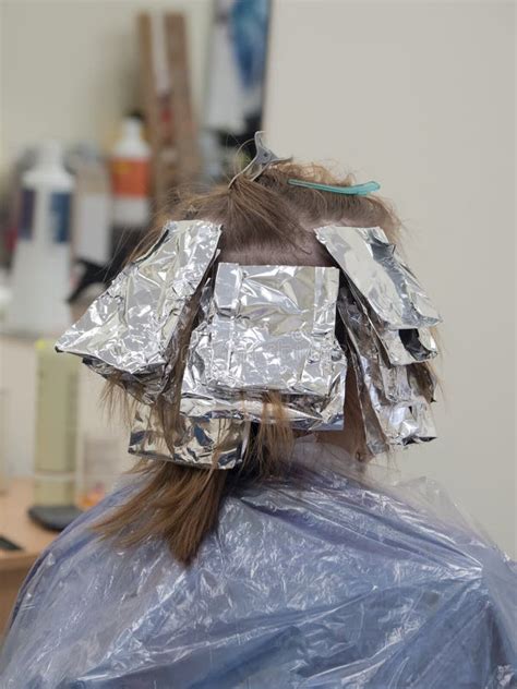 Foil on the Hair when Coloring the Hair. Stock Photo - Image of haircut, color: 141743626