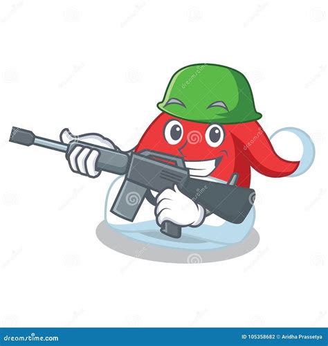 Army Christmas Hat Character Cartoon Stock Vector - Illustration of ...