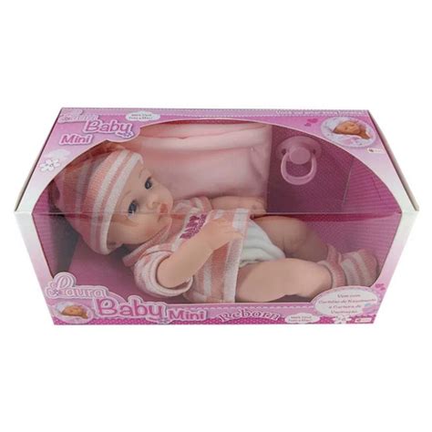 Boneca Bebe Reborn Laura Baby Mini Jolie 100 Vinil Macio 3 Acessórios