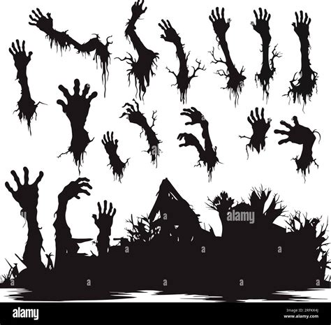 Zombie Hands Silhouette Creepy Zombie Crooked Lambs Stick Out Of