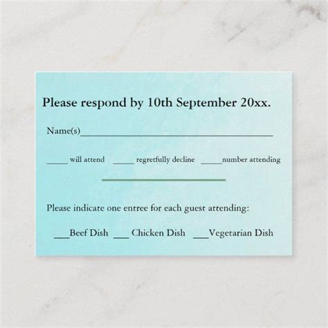 Elegant Mint Gold Watercolor Foliage RSVP Enclosure Card