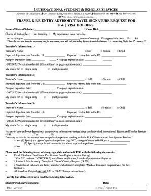 Fillable Online Global Uconn Travel Signature Request Form Isss