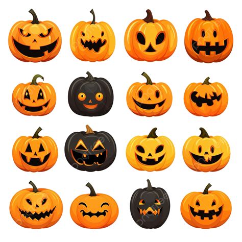 Conjunto De Diferentes Calabazas PNG Símbolo Principal De Halloween