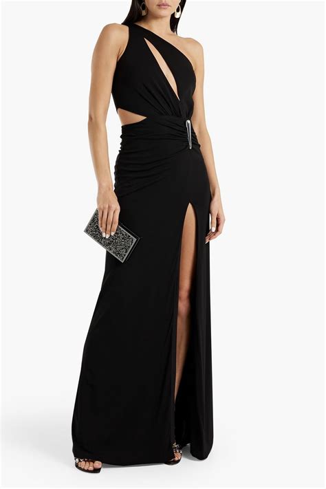 Halston Ivanna One Shoulder Cutout Jersey Gown The Outnet