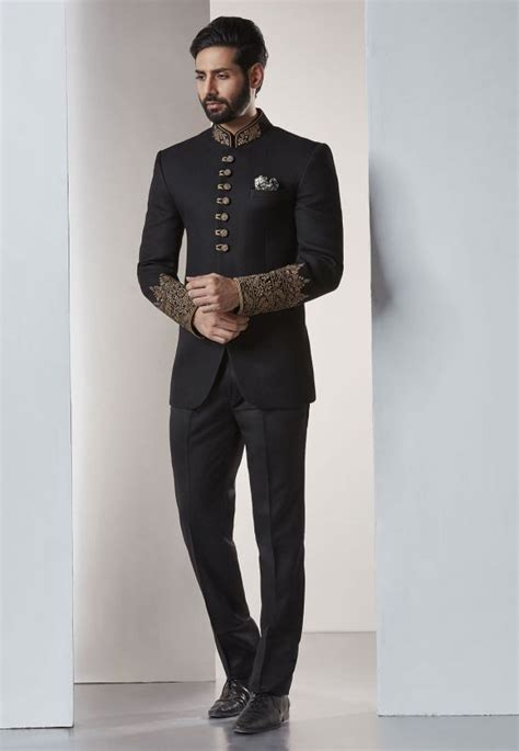 Black Color Indian Designer Jodhpuri Suit