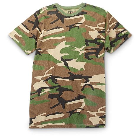 Woodland Camo Short Sleeved T Shirt 294129 Camo Shooting Shirts At