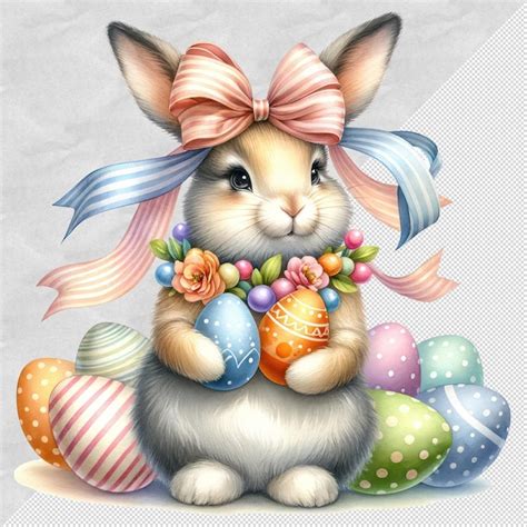 Premium Psd Cute Watercolor Easter Bunny Clipart Illustration