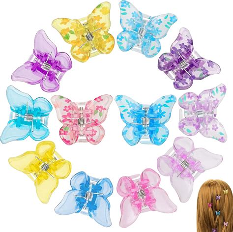 12 pièces Mini Pince a Cheveux Papillon Pince Papillon Cheveux Femme