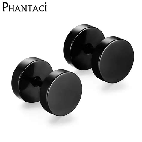 316L Stainless Steel Earrings Double Sided Round Bolt Stud Earrings For