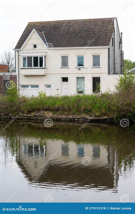 Dendermonde East Flanders Belgium Houses Reflecting In The Calm