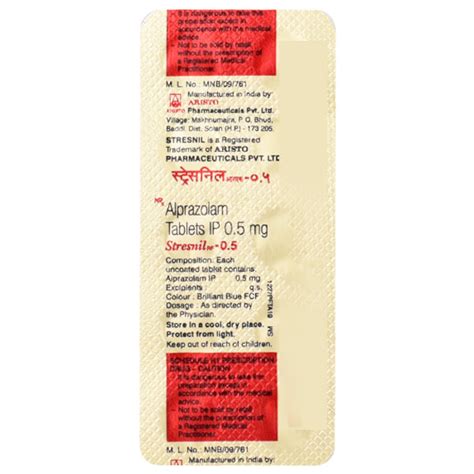 STRESNIL RF 0 5 Tablet 10 S Price Uses Side Effects And