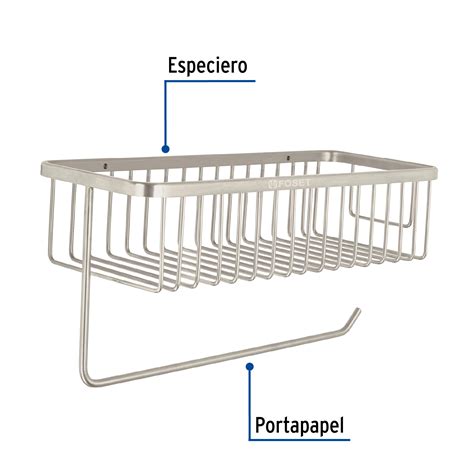 Ficha Tecnica Portarrollo y especiero en satín para cocina Foset