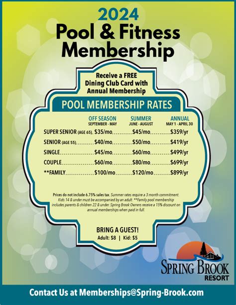 Pool Fitness Memberships Spring Brook Resort