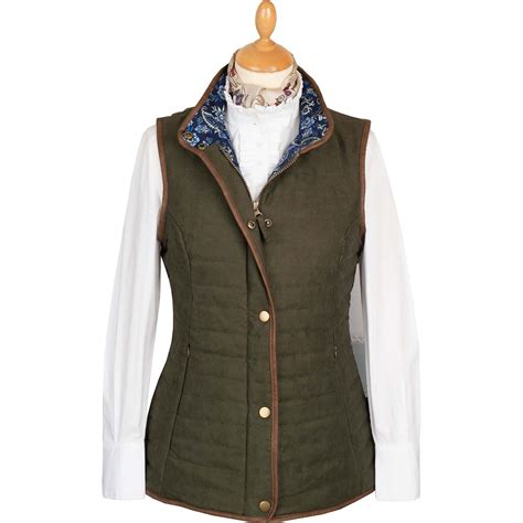 Olive Green Quilted Classic Gilet Ladies Country Clothing Cordings