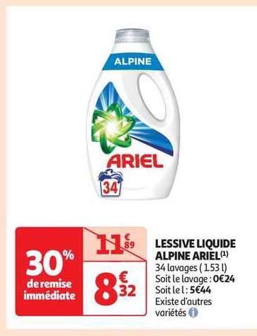 Promo Lessive Liquide Alpine Ariel Chez Auchan Icatalogue Fr