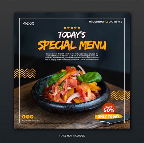 Premium Psd Social Media Post Template With Restaurant Special Menu