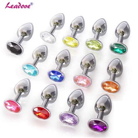 50 Pcs Lot Medium Size Stainless Steel Crystal Anal Plug Jewelled Butt