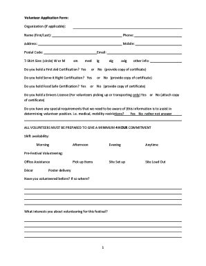 Fillable Online Red Cross Volunteer Application PDF Form Fax Email