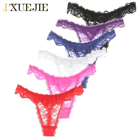 Ixuejie 6pcs Lot Super Sexy Full Lace T Back Women G String Low Waist